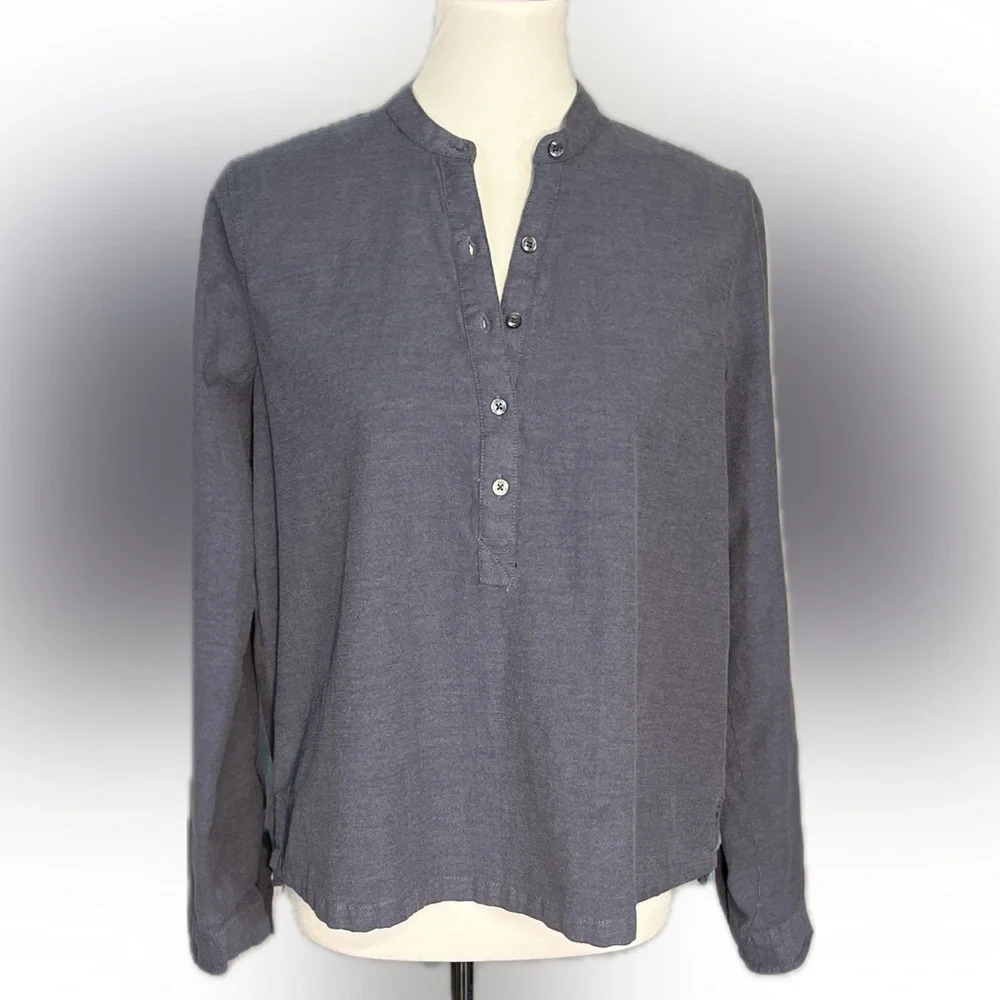 Abercrombie & Fitch 1/2 Button Up Long Sleeve Shirt, Cotton/Elastane Blend, L